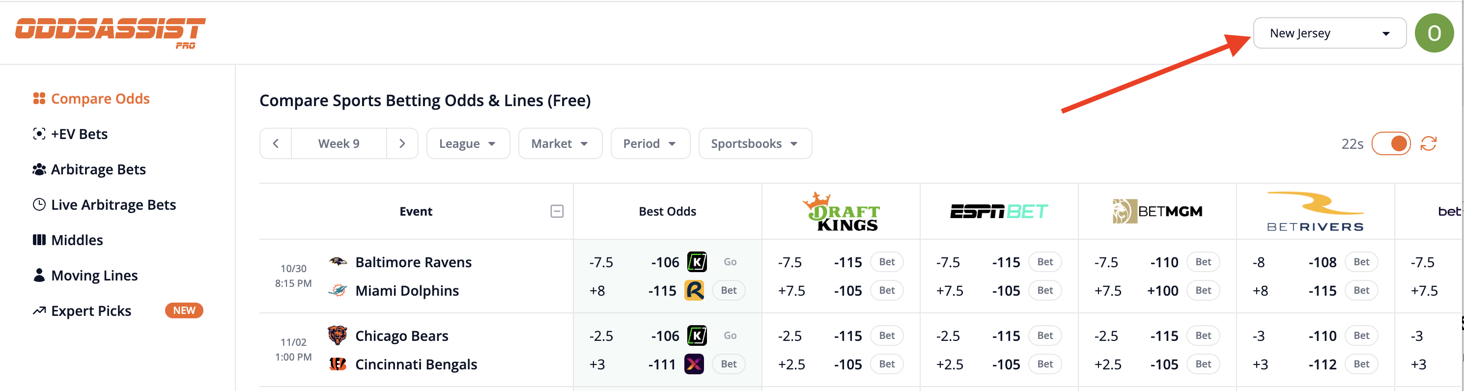 Desktop state selector location