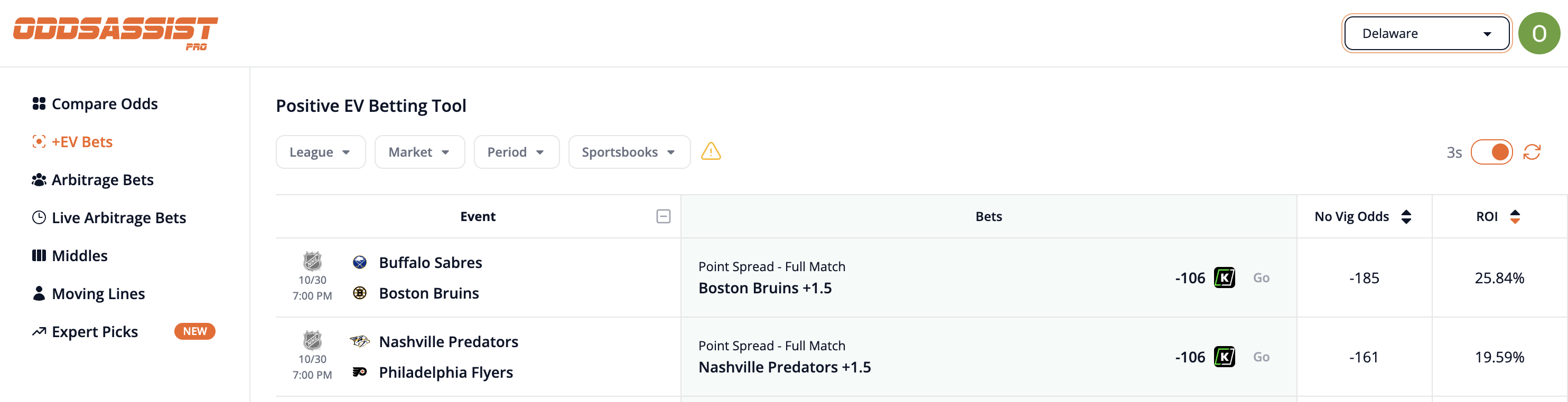 Compare Odds with state restriction warning