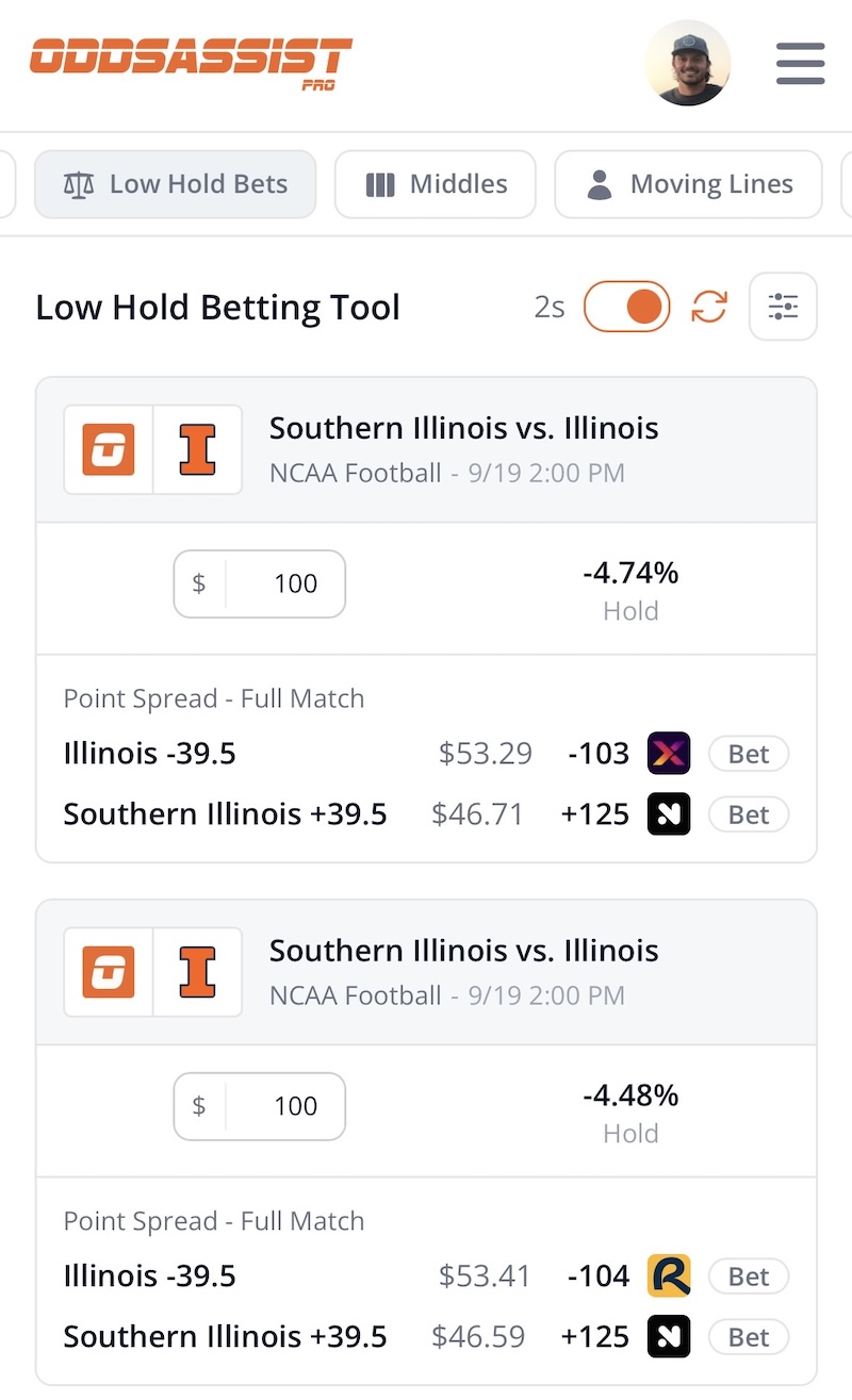 Low hold bets finder tool on mobile